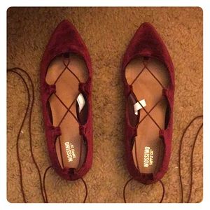 Dark red flats
